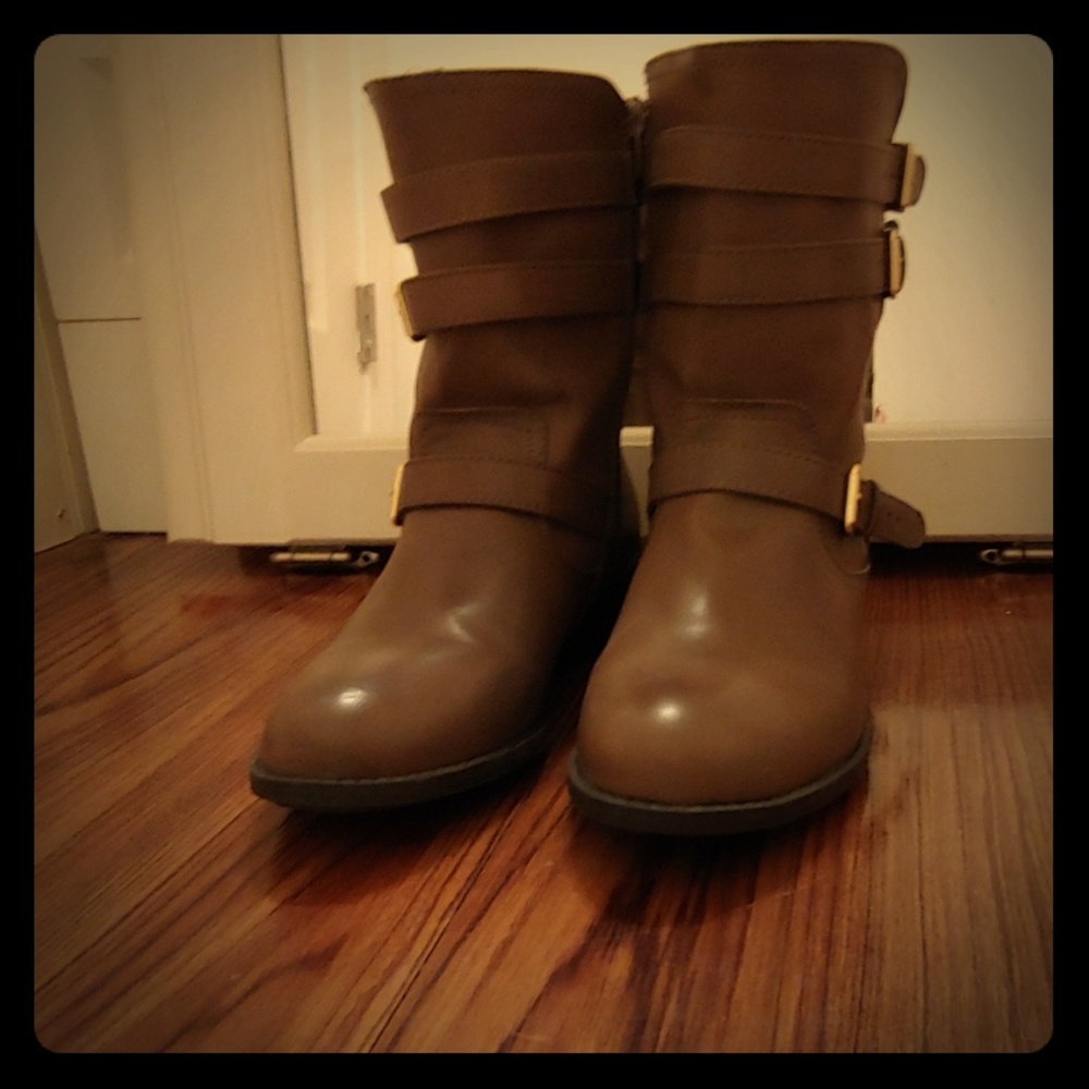 Taupe mid calf boots